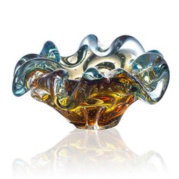 Vaso Estilo Murano - Mini Centro De Mesa - Cinzeiro Azul - 1