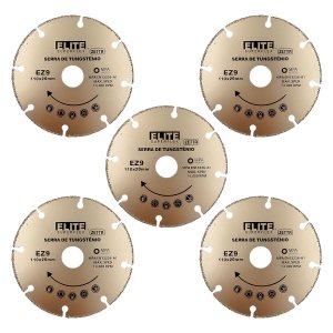 Elite - Kit 5 Discos de Corte Tungstênio 110x20mm Madeira