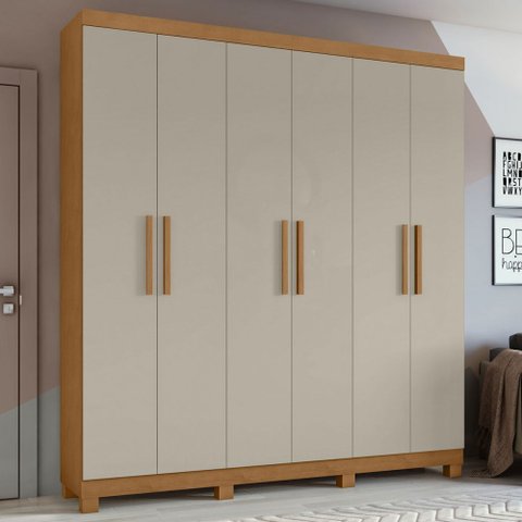 Guarda-roupa Casal Jazz 6 Portas 3 Gavetas Amêndoa 73939.58 Clean/off White - Móveis Lopas
