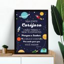 Ver imagem 1 de Quadro Infantil Espacial - Seja Forte e Corajoso 45x34cm - com Vidro:moldura Preta