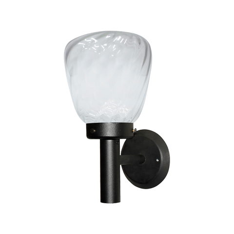 Arandela Taschibra Thor Vidro Rigato Transparente E27 Bivolt Preto