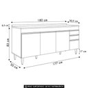 Ver imagem 3 de Balcão de Cozinha para Pia com Tampo 180cm Dallas Cinza - Lumil