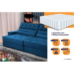 Sofá Retrátil Reclinável 300cm Albany Suede Velut com Molas Ensacadas - King House - 4