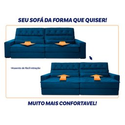 Sofá Retrátil Reclinável 300cm Albany Suede Velut com Molas Ensacadas - King House - 6