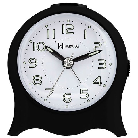 Relógio Despertador Herweg Analógico Preto 2572-034