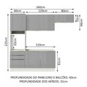 Ver imagem 4 de Armário de Cozinha Completa 260cm Branco/Cinza Lux Madesa 03