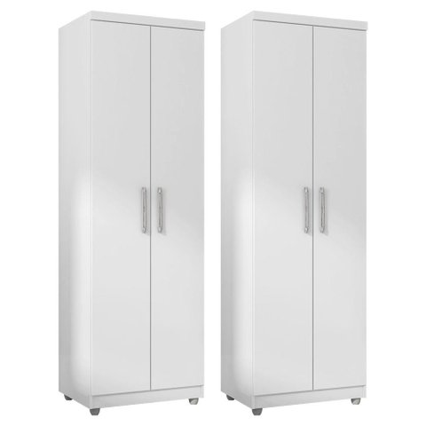 Kit 2 Armários Multiuso 2 Portas E 6 Nichos Branco