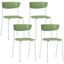 Ver imagem 1 de Kit 04 Cadeiras Empilhável Fixa Atom F02 Base Aço Branco Verde - Lyam Decor