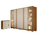 Ver imagem 1 de Guarda Roupa Casal Prime 6 Portas com Led com Cômoda São Paulo 6 Gavetas 2 Portas Cinamomo Off White