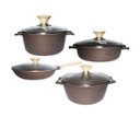 Ver imagem 1 de Jogo de Panelas Indução Revestimento Antiaderente Mármore Cerâmico Classic 4 Peças Marrom