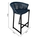 Ver imagem 3 de Banqueta Reis em Corda Náutica e Base em Alumínio Preta para Área Gourmet Externa Preta