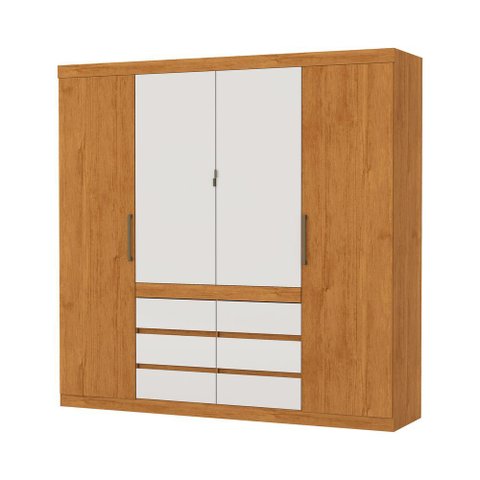 Guarda Roupa Imperio 6 Gavetas sem Espelho Carioca Moveis Cinamomo/off White