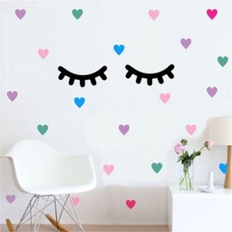 Adesivo Decoração Quarto Infantil Menina Cílios Fofo Coração - 1