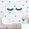 Adesivo Decoração Quarto Infantil Menina Cílios Fofo Coração - 1