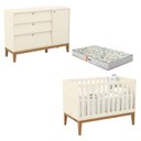Ver imagem 1 de Berço Americano e Cômoda Sapateira Unique Off White Eco Wood com Colchão Gazin - Matic