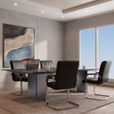 Ver imagem 2 de Kit com 4 Cadeiras Office Base Fixa em Aço Cromado e Couro Ecologico Austin Preto