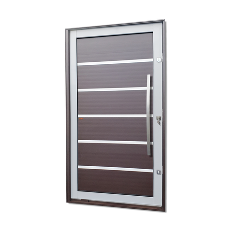 Porta Pivotante Alumínio Lambril Premium c/Pux.D.Elite Mix Corten 216x130 Brimak