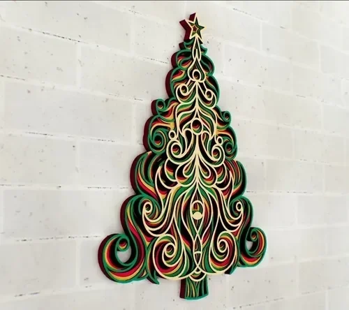 Quadro Decorativo Camadas Arvore de Natal MD0044 MDF 59cm - 3