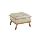 Ver imagem 3 de Puff Quadrado Linho Pillow Estofado Sala Quarto Pé Madeira Linho Bege Mesclado