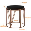 Ver imagem 3 de Puff Decorativo Aramado Bronze Zaya L02 Suede Preto - Lyam Decor