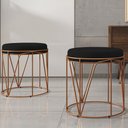 Ver imagem 2 de Puff Decorativo Aramado Bronze Zaya L02 Suede Preto - Lyam Decor