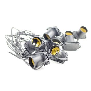 Varal de Lâmpadas - Cordão de Luz 20m + 40 Soquete E27 - Preto