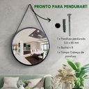 Ver imagem 4 de Espelho Redondo Decorativo c/ alca Tabaco 50cm + Fixador:Tabaco