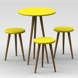 Conjunto de Mesa Redonda com 3 Banquetas Uvim - 1 Conjunto de Mesa Redonda com 3 Banquetas Uvim - 1