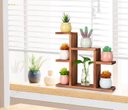 Ver imagem 4 de Suporte de Mesa Pequeno para Plantas com 7 Níveis, Prateleira para Plantas na Cor Marrom