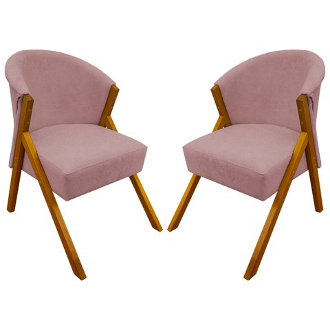 Kit 2 Poltronas Decorativa para Sala You Bouclé Premium Braça Amadeirada