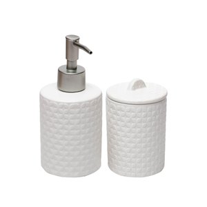 Cj 2 Pecas para Banheiro de Ceramica Petals Branco