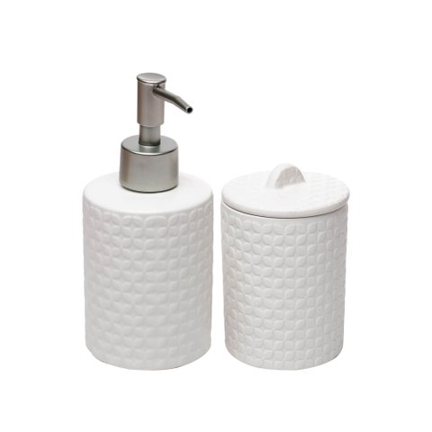 Cj 2 Pecas para Banheiro de Ceramica Petals Branco