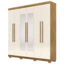 Ver imagem 1 de Guarda Roupa Casal 218cm com Espelho Elegance Nature/champanhe - Vila Rica