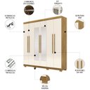 Ver imagem 4 de Guarda Roupa Casal 218cm com Espelho Elegance Nature/champanhe - Vila Rica