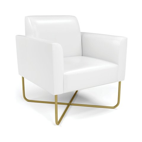 Poltrona Base X Industrial Dourado Marisa Corano Branco D03 - D'Rossi