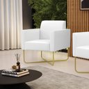 Ver imagem 2 de Poltrona Base X Industrial Dourado Marisa Corano Branco D03 - D'Rossi
