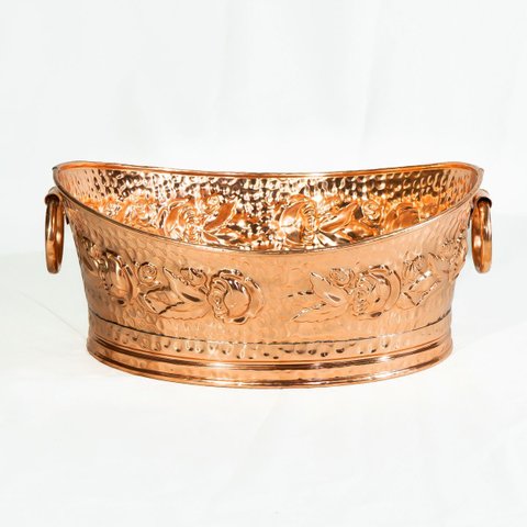 Champanheira Balde Cobre Oval Sofisticada Floral - 10 Litros