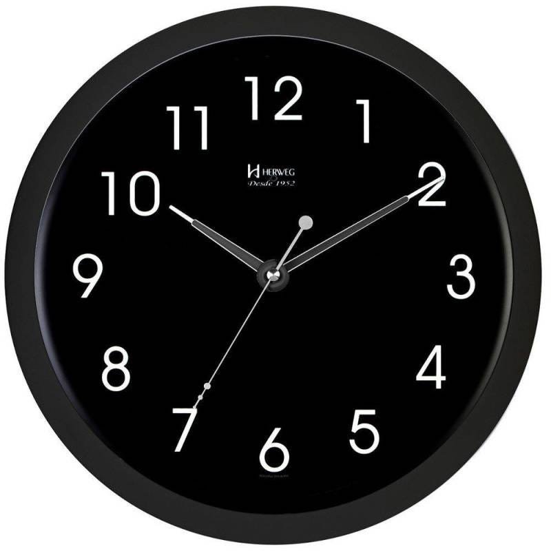 Relógio de Parede Moderno Analógico Preto Herweg