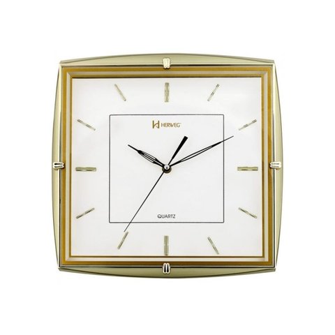 Relógio de Parede Quadrado Dourado Claro Moderno Herweg