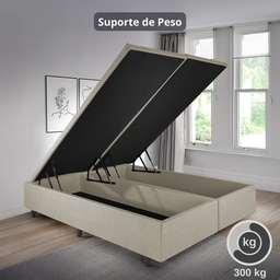 Cama Box Baú Casal Bipartido 138x188x42cm Courino Linho com Pistão a Gás - 8