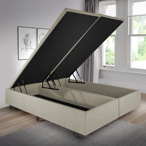 Cama Box Baú Casal Bipartido 138x188x42cm Courino Linho com Pistão a Gás