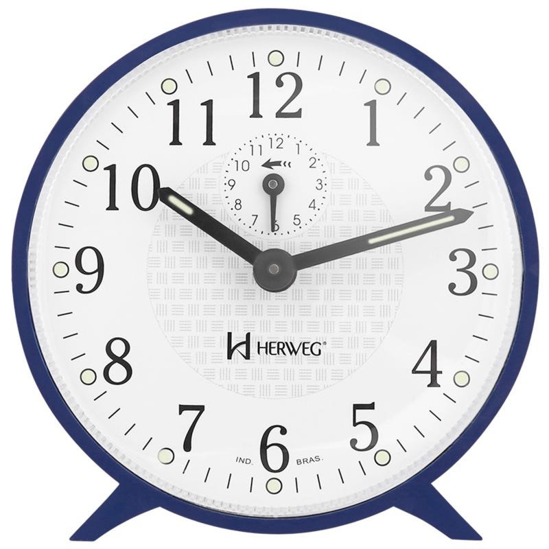 Relógio Despertador Moderno A Corda Herweg Analogico Azul - 1