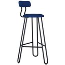 Ver imagem 5 de Kit 05 Banqueta Alta Bar Cozinha Sala de Jantar Áris C01 Preto Linho Azul Jeans - Lyam Decor