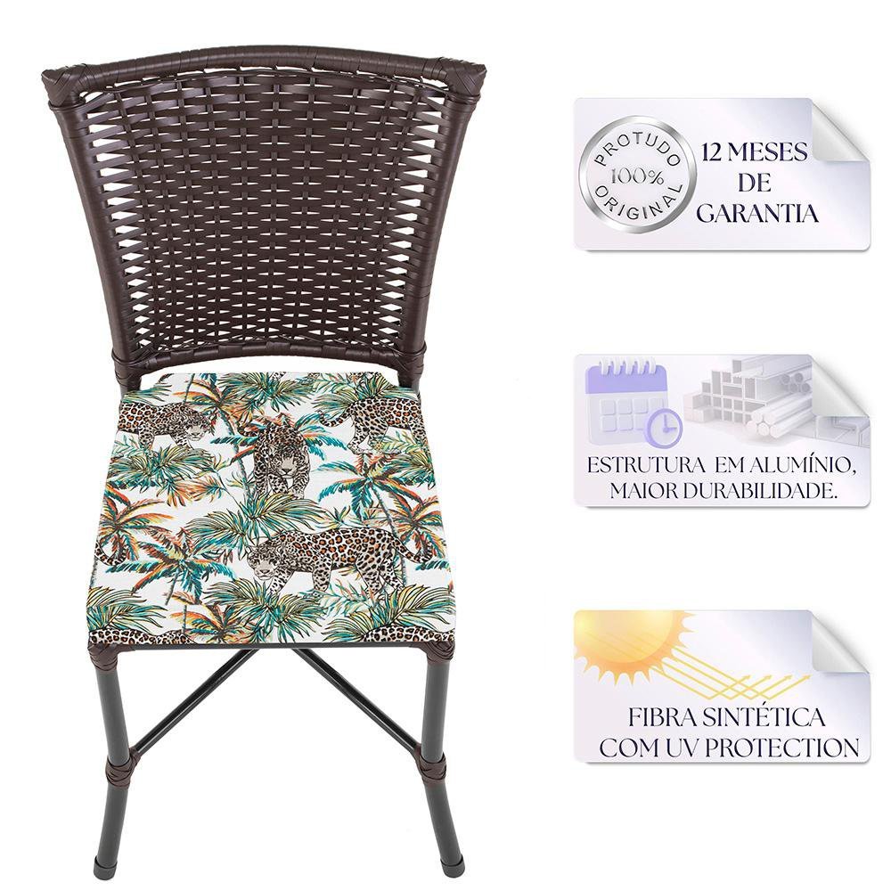 Sala De Jantar 1 Mesa Quadrada sem Tampo Com 4 Cadeiras em aluminio industrial Turquia Tabaco - 4