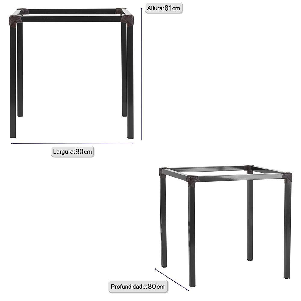 Sala De Jantar 1 Mesa Quadrada sem Tampo Com 4 Cadeiras em aluminio industrial Turquia Tabaco - 2