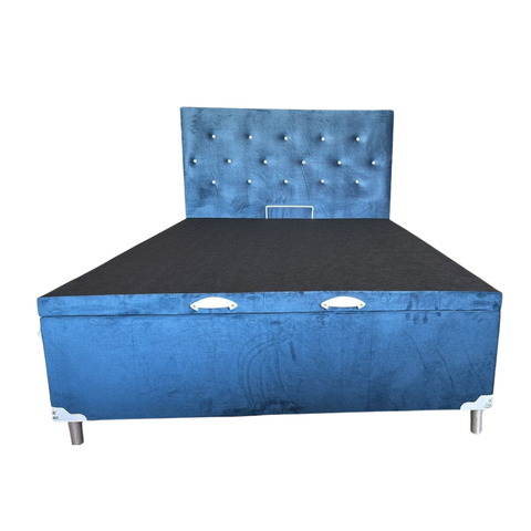 Cama Box Baú Casal Suede Azul 42x138x188