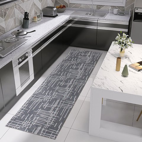 Tapete Passadeira 1,30 X 0,45 Cinza Cozinha Banheiro Corredor Decorativa Rústica Antiderrapante