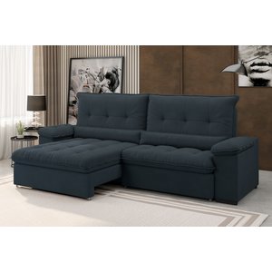 Sofá Alion 2,15m Retrátil/reclinável Suede Petróleo - Xflex Sofás
