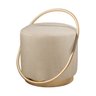 Puff Redondo Lunar em Linho e Base Metal Dourado Agarb Decor:linho Bege Claro - 5