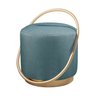 Puff Redondo Lunar em Linho e Base Metal Dourado Agarb Decor:linho Bege Claro - 4